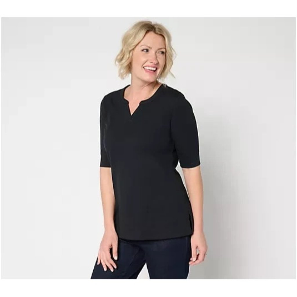 Denim & Co. Essentials Petite Perfect Jersey Tunic Black Petite S A678860